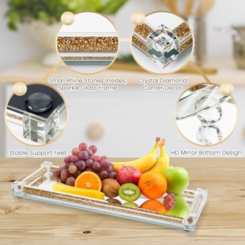 Topsky Coffee Sugar Tea Crystal Canister Set of 4,Sparkly Crystal Crushed Diamonds Home Decor,Silver Kitchen Coffee Jar Storage Set with Label & Lid,Storage Container Set for Countertop,Dining Room - Image 5