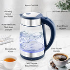 Zulay Kitchen Fast Boiling Electric Water Kettle - 1.7L, 1500W, Auto Shut-Off for Overboil & Boil Dry Protection, Cool-Touch Handle, 360° Base - Rapid Teapot Boiler For Coffee & Tea - Navy - Image 5