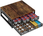 Coffee Pod Holder For Counter, 3 Pull-Out 72 K-Cup Holder Drawer, Wooden Cafe Pods Storage Organizer with Sliding Drawers for Coffee Station, Home, Kitchen, Office, Dorm (Antique Finish) by NEYCIL