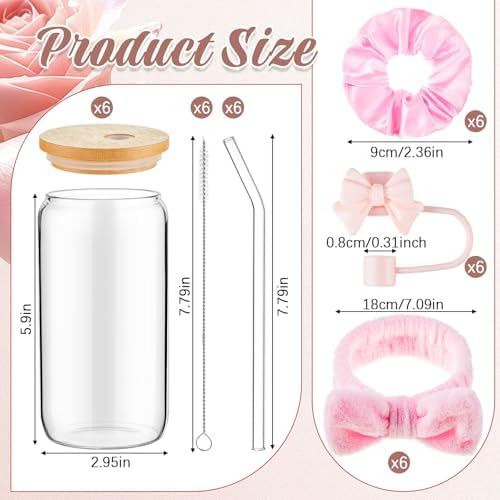 SiliFine 6 Set Pink Bow Birthday Gifts Spa Sleepover Slumber Party Favor - Image 2