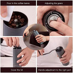 Manual Coffee Grinders with CNC Stainless Steel Conical Burr for Espresso, Travel, Camping, Kitchen & Office, Small Hand Coffee Grinder Manual(Sliver) - Image 3