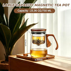 Magnetic Tea Pot with Infuser, Magic Loose Leaf Enchantipot, Borosilicate Glass Tea Maker with Strainer, One-Touch Tea Separation, Heat Resistant Tea Pot for Home & Office - 25.4oz (750ml) - Image 4