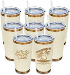 20 oz Tumbler Bulk Stainless Steel Tumblers with Lids and Straws Cream by MetalyaTumblers