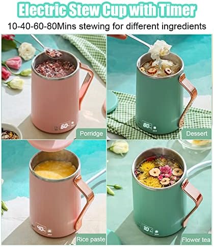 WOOLALA 110V Electric Kettle Stew Cup with Digital Screen, 450ML Small Slow Cooker Personal Health Cup - 7Mins Fast Boiling with Temperature Control, Timer for Home/Office/Travel - Image 4