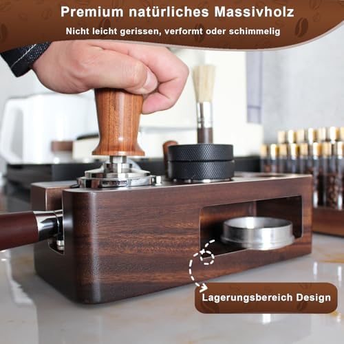 Espresso Tamping Station,Multifunctional Tamping Station,Non-slip Tamper Station,Espresso Station fit for storage 51-58mm Tamper Distributor Portafilter,Walnut Tamper Holder,Coffee Portafilter Holder - Image 5
