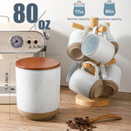 Ceramic Food Storage Jar,Coffee Canister for Countertop with Lids Airtight,Large Flour,Cereal,Spices,Beans,Rice and Candies Containers for Kitchen and Home,Farmhouse Kitchen Decor,80 OZ White - Image 2