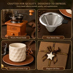 Manual Coffee Grinder Gift Set with Pour Over Filter, Mug, Brush & Gift Box - Image 6