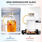2 Pack Glass Pitcher with Lid, 68oz/2L Heat Resistant Borosilicate Pitcher - Image 4
