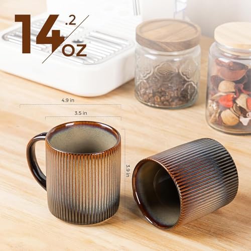theterra Ceramic Coffee Mugs Set of 4, 14.2 oz Coffee Cups with Handle - Image 2