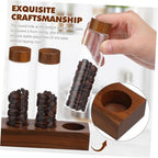 Glass Coffee Bean Storage Tube Set with Wooden Stand and Threaded Lids - Image 3