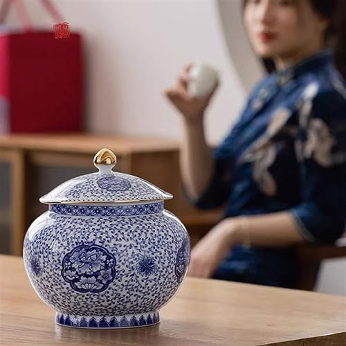 Tea Tin Vintage Celadon Loose Leaf Tea Canister Sealed Ceramic Household Storage Jar Multifunctional Decoration Porcelain Tea Storage - Image 5