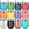 Sieral 12 Pcs Thank You Gifts for Women Appreciation Wine Tumbler for Employee Teacher Inspirational Birthday Graduation Gift You Are Awesome/sister with Straw Stainless Steel 12 oz (Vivid Style) by Sieral