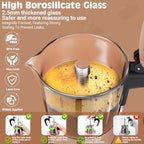 6 Cup 300ml Glass Moka Pot, Stovetop Espresso Maker, Silver - Image 3