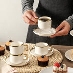 LETAOTAO Espresso Cups and Saucers Set of 4, 3oz Mini Demitasse Mugs - Image 4