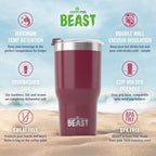 Beast 30 oz Tumbler Stainless Steel Vacuum Insulated Coffee Ice Cup Double Wall Travel Flask (Cranberry Red) - Image 6