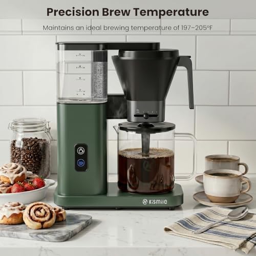 Kismile SCA Certified 8-Cup Coffee Maker, 6-Min Quick Brew, Hot & Cold Brew Coffee Machine, Adjustable Flow Control, Magnetic Anti-Drip, Keep Warm, DIY Manual Mode, Dishwasher Safe, Olive Green - Image 2