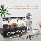 MACIFECI Glass Coffee Containers with Shelf Coffee Station Organizer 54oz Black Glass Coffees Bean Storage Canister with Spoon Coffee Canister Set Kitchen Food Storage Jars for Coffee/Sugar/Candy - Image 6