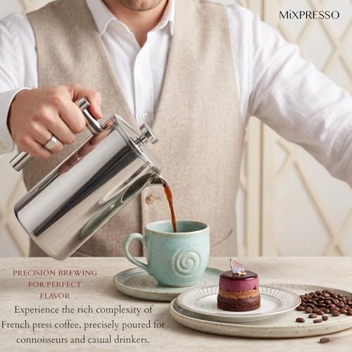 Mixpresso Large French Press Coffee Maker 50Oz Stainless Steel Coffee Press - Image 3