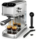 Kismile Espresso Machine 20 Bar, Small Coffee Maker with Milk Frother, Stainless Steel Coffee Machine with 45oz Removable Water Tank for Cappuccino, latte, Silver by Kismile
