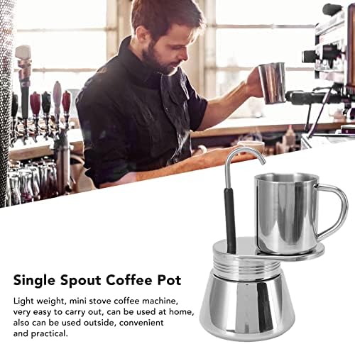 Single Spout Stovetop Moka Pot, 220ML Stainless Steel Stovetop Espresso Maker, Coffee Maker Appliances Tools for Home Outdoor Camping - Image 3