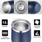 VEGOND Wine Tumblers Bulk 6 Pack, 12oz Stainless Steel Stemless Wine Glass with Lids and Straws, Double Wall Vacuum Insulated Tumbler Cup, Coffee Mug for Cold Hot Drinks - Image 2