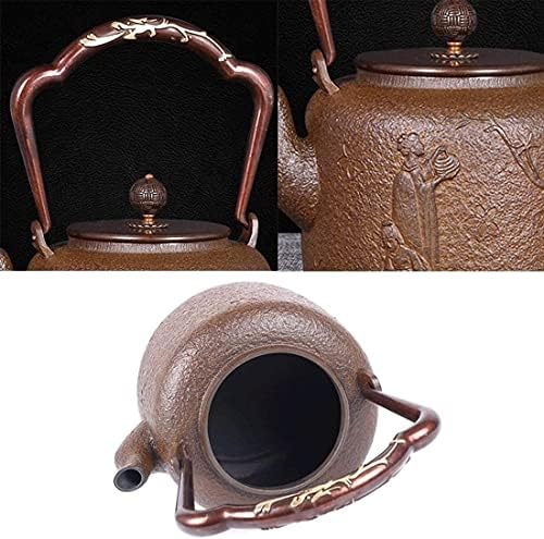 Cast Iron Tetsubin Teapot Cast Iron Tea Kettle for Loose Leaf Tea, Japanese Small Vintage Heat Resistant Tea Maker for Party Office Home-1.3 L/107 - Image 4