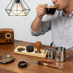 28PCS Espresso Accessories Kit,51mm Espresso Tamper Tools,Includes Wood Station,Distributor,Stirrer,Dosing Funnel,Brush,Puck Screen,Frothing Pitcher,Latte Pen,Powder Ring,Towel,Decorative Stencils - Image 7