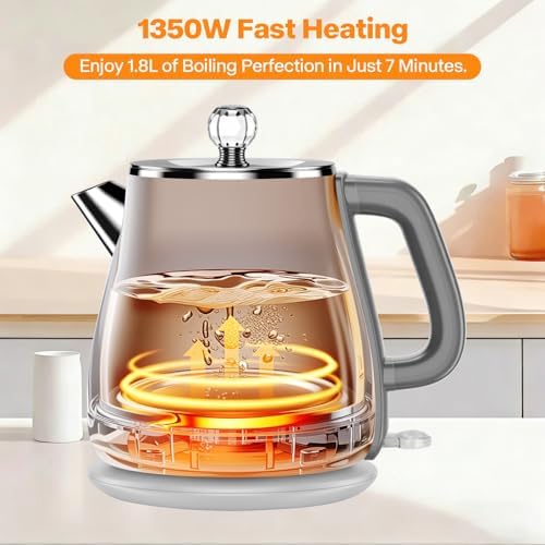 1.8L Electric Kettle, Tea Kettle with Fast Boil 1350W,Gray - Image 3