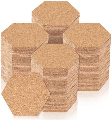 200 PCS Cork Coasters, 4 Inch Thick Wooden Cup Pads for Drink Absorbent, DIY Hexagon Blank Coasters, Bulk Tea or Coffee Coaster Set, for Wine Glass Cup Mug, Office and Home Use - Image 2
