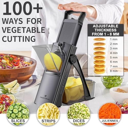 ONCE FOR ALL Safe Mandoline Slicer Plus with Peeler, Bigger Size, Black - Image 3