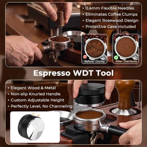 13-Piece Espresso Accessories Kit, 53mm/54mm Espresso Tamper Set with WDT Tool, Coffee Distributor, Magnetic Dosing Funnel, Puck Screen and Wooden Tamping Station, Espresso Machine Accessories - Image 5