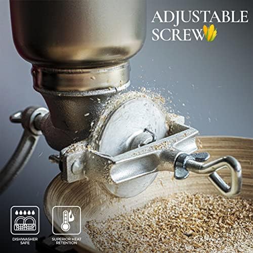 Alpine Cuisine Manual Cast Iron Coffee Grinder 17" High Hopper Multi-Purpose Mill for Corn Nuts Wheat Spices Seed Herbs Heavy Duty for Kitchen Homes & Restaurant, Silver - Image 2