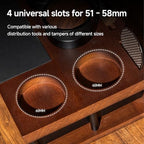 Espresso Tamping Station with Knock Box, 8-in-1 Wooden Coffee Organizer, Espresso Knock Box & Tamping Station 58mm, Fits 51/53/54/58mm Portafilter Tamper Distributor for Home Barista - Image 3