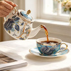 KAMMAK Tea for One Set, Ceramic Teapot, Bone China Tea Set, Cup and Saucer - Image 6