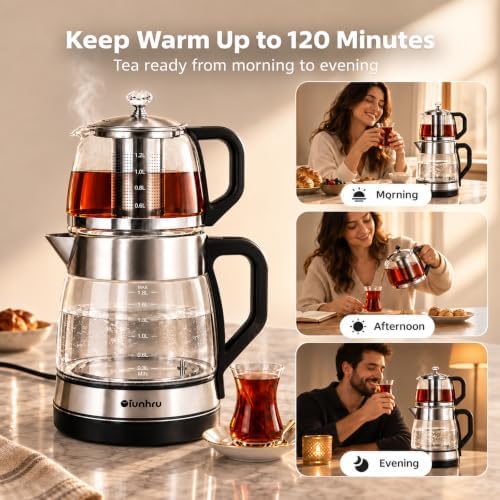 Turkish 3L Tea Maker for Home & Kitchen, Electric Double Pot Keep Warm - Image 4