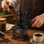 Vintage Manual Coffee Grinder with Cast Iron Ferris Wheel Hand Crank, Wooden Coffee Mill with Ceramic Burr, Adjustable Grind Size for Espresso, French Press, Pour Over, Home Barista Coffee Gift - Image 5