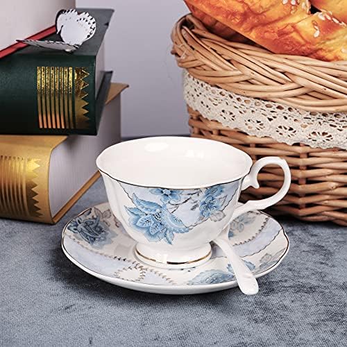 fanquare Blue Flowers Porcelain Tea Set Service for 6 - Image 4