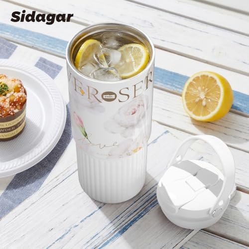 26 oz Insulated Stainless Steel Tumbler with Straw & Handle White - Image 5