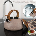 3.1QT/3L Whistling Tea Kettle for Stove Tops,Tea Kettle for Stovetop,Stainless Steel Tea Pot with Anti-Heat Handle and Simple Touch Button to Control Kettle Outlet - Image 3