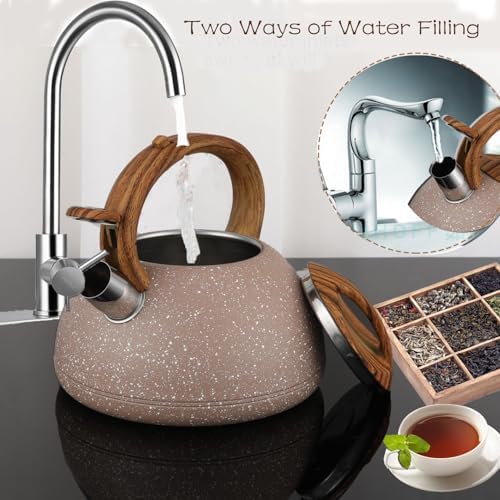 3.1QT/3L Whistling Tea Kettle for Stove Tops,Tea Kettle for Stovetop,Stainless Steel Tea Pot with Anti-Heat Handle and Simple Touch Button to Control Kettle Outlet - Image 3