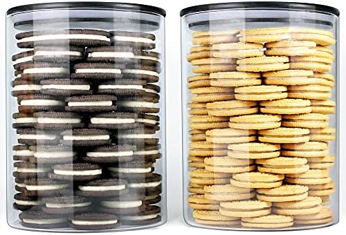Urban Green Glass Jars with Black Lids, Glass Food Storage Canister with black lids, Pantry Flour Jars, Large Size Food Storage Containers set (2 Sets of 100oz) by LiveaLifeEasierandGreener