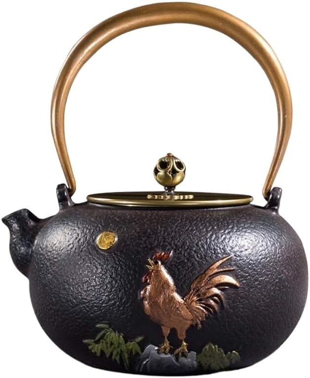 Cast Iron teapot,Classic Tea Kettle,Large Cast Iron Tea Kettle with Trivet Stand and Copper Lid, Anti Rust Japanese Tetsubin Teapot for Electric Ceramic Stove, Black 1600ML by Unknown
