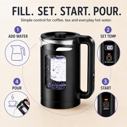 AZEUS Electric Kettle, 1.5L Glass Tea Kettle with Temperature Control - Image 6