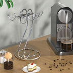 Coffee Mug Holder Metal,Mug TeaCups Holders Countertop,Coffee Mug Tea Cup Stand Storage Rack Tabletop Counter 6 Hooks(Silver) - Image 2