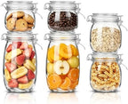 Glass Storage Jars with Airtight Lids Set of 6 (17 oz/26 oz/50 oz), Clear Glass Canister Containers Food Storage for Kitchen Pantry, Flour Sugar Coffee Beans Cereal Spice Tea, BPA-free by Unknown