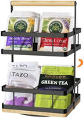 Tea Bag Organizer, 2-Tier 360° Rotating Tea Bag Holder Organizer, 8-Baskets Tea Holder Accessories Holds 120+ Tea Bags, Gift for Decor Kitchen, Cabinet, Bar Countertop Storage by GUIBUKEYAN