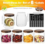 Glass Spice Jars Seasoning Containers Small Glass Jars with Lids Airtight Food Storage Canister for Kitchen Pantry Sugar Tea Coffee Bean Nuts Cookies Herbs Salt (16oz/473ml*6 pack) - Image 4