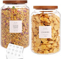 CZHQSMZ Set of 2 Large Glass Flour and Sugar Containers with 132 Pantry Labels - Glass Food Storage Jars with Airtight Bamboo Lid for Flour Pasta Candy Coffee Cookie and More(1 Gallon/4000 ml) by CZHQSMZ