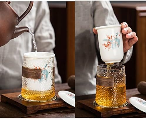 Clear Glass Teapot Tea Set with Removable Infuser Borosilicate Glass Tea Kettle, Includes 4 Ceramic Tea Cups and A Portable Travel Bag,Style 3,Style 3 - Image 5
