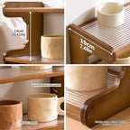 Wooden Mug Display Holder, Bamboo Wood Coffee Mug Organizer Countertop, Counter Shelf for Tea Coffee Bar Accessories, Matcha Stand, Kitchen Condiment Storage Rack,2tier,13.78IN - Image 3